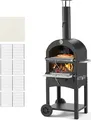 Produktbild: Vevor SRWP001, Holzpellets, Brennholz, Schwarz, 540 °C, 1 Pizza/Pizzen, 2 Rad/Räder, 540 mm