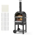 Produktbild: VEVOR Pizzaofen 12 Zoll Pelletöfen, 2-lagiger Pizzaofen mit Holzfeuerung, Holzbefeuerter Ofen Outdoor mit 2 abnehmbaren Rädern, Pizzamaker mit Höchsttemperatur von 540 °C zum Grillen