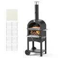 Produktbild: VEVOR Pizzaofen 12 Zoll Pelletöfen, 2-lagiger Pizzaofen mit Holzfeuerung, Holzbefeuerter Ofen Outdoor mit 2 abnehmbaren Rädern, Pizzamaker mit Höchsttemperatur von 540 °C zum Grillen