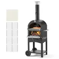 Produktbild: VEVOR 12 Zoll Outdoor-Pizzaofen Holzpellet-Pizzaofen 2-lagig Gebackene Farbe