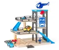 Produktbild: Woodyland Spiel-Parkgarage Parkgarage auf 3 Ebenen, mechanischer Lift und Hubschrauberlandeplatz (7-tlg)