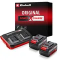 Produktbild: Einhell Power X-Change Starter Kit mit 2x 3,0 Ah Akkus und Twincharger