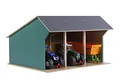 Produktbild: Kids Globe Schuppen Holz, für DREI Fahrzeuge/Anhänger Spielzeug Geräteschuppen Lagerhalle, Maßstab 1:32, Holzbauernhof, Holzstall, Bauernhof Spielzeug 610193