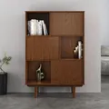 Produktbild: IDIMEX Highboard Simona mit 3 Türen, Kastanie Farben – Wohnzimmer Kommode mit Regal und Türen für geschlossenen Stauraum Vintage Highboard Wohnzimmerschrank Modern Retro Schrank Design