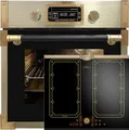 Produktbild: Kaiser Küchengeräte Backofen-Set Herd Set Autark Retro Pyrolyse Einbau Backofen 73L Schwarzes Glas 60 cm mit Induktionskochfeld 60 cm FREE ZONE mit 2 FLEX Induktions-Zonen EH 6427 AD + KCT 6192 FI Em., mit 1-fach-Teleskopauszug, Pyrolyse-Selbstreinigung