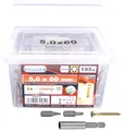 Produktbild: Universalschrauben 5,0 x 60 mm  195 Stück im Set  Senkkopf  TXAntrieb  Teilge...