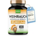 Produktbild: Weihrauch Kurkuma Vergleichssieger, 180 Kapseln hochdosiert Boswellia Serrata 2000mg, 85% Boswelliasäure, 500mg CURCUMA, 95% Curcuminoide Tagesdosis, ohne Zusätze oder chemische Entzündungshemmer
