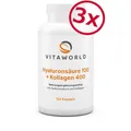Produktbild: Vita World 3er Pack Hyaluron Säure 100 + Kollagen 400 3 x 120 V-Kapseln Wellness