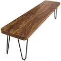Produktbild: FineBuy Massive Sitzbank 180 x 40 cm Harlem Sheesham Holz Bank für Esstisch Massiv, Küchenbank Massivholz, Essbank ohne Lehne für Esszimmer Braun