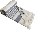 Produktbild: framsohn frottier Hamamtuch Boho Living - Steifen Muster, Hamam Frottier (Packung, 1-St), 100x180, gestreift & mit Fransen, ideal als Strandtuch, Sauna, Reise