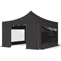 Produktbild: 4x4 M Faltpavillon, Premium Stahl 40mm, Seitenteile Mit Panoramafenstern, Schwarz