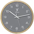 Produktbild: Holzwerk HARBURG Holz Wanduhr, moderne 30 cm Ø Designer Quarz Wand Uhr, grau
