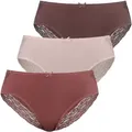 Produktbild: Jazz-Pants Slips VIVANCE, Damen, Gr. 32/34, bunt (rosé, beere, mahagoni), Single Jersey, Obermaterial: 95% Baumwolle, 5% Elasthan. Spitze: 90% Polyamid, 10% Elasthan, unifarben, körpernah, Unterhosen, aus elastischer Baumwolle mit floraler Spitze