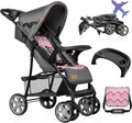 Produktbild: Lionelo Emma Buggy klein zusammenklappbar Kinderwagen mit Liegeposition Rosa