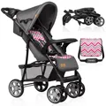 Produktbild: LIONELO Emma Plus Kinderwagen bis zu 15 kg, Kindersportwagen, leicht modern klein Buggy mit Liegeposition, zusammenklappbar, große Räder, großer Korb, Tasche Pink Scandi