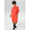 Produktbild: Strickkleid ANISTON PLUS, Damen, Gr. 52, N-Gr, orange, Strick, Obermaterial: 50% Viskose, 28% Polyester, 22% Polyamid, figurumspielend kniebedeckend, Rippstrickbündchen, Kleider Strickkleid, mit Stehkragen und Reißverschluss - NEUE KOLLEKTION
