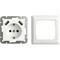 Produktbild: USB Schutzkontakt Steckdose 2 x USB Anschluss 2800mA Unterputz Modell 55 mit Rahmen reinweiß glänzend - Weiß