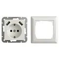 Produktbild: USB Schutzkontakt Steckdose 2 x USB Anschluss 2800mA Unterputz Modell 55 mit Rahmen reinweiß glänzend