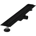 Produktbild: LuxeBath Duschrinne Edelstahl Doppelseitige Bodenablauf 2in1, Komplettset Bodenbefestigung, Duschablauf, Siphon mit Geruchsstop, Haarsieb, Ablaufrinne Dusche schwarz 60 cm