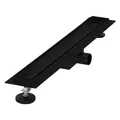 Produktbild: LuxeBath Duschrinne 60 cm 2in1, befliesbar, extra flach, Edelstahl, Schwarz, Doppelseitige Bodenablauf, Komplettset Bodenbefestigung, Duschablauf, Siphon mit Geruchsstop, Haarsieb, Ablaufrinne Dusche