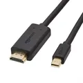 Produktbild: Amazon Basics Mini DisplayPort auf HDMI Kabel, mit vergoldeten Anschlüssen, unterstützt nahtloses Digital-Audio und Full HD-Auflösung, 1.8 m, Schwarz