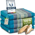 Produktbild: livasia Nachhaltige Klappmatratze aus Kapok - 200x50x8cm - platzsparend, ökologische Yogamatte, Garten Lounge/Liege, Balkon, Bodensofa, Palettensofa (Hellblau)