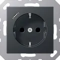 Produktbild: JUNG A1520-18CANM m.USB Typ C Steckdose SCHUKO (A1520-18CANM)