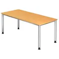 Produktbild: HAMMERBACHER Orbis höhenverstellbarer Schreibtisch buche rechteckig, 4-Fuß-Gestell silber 180,0 x 80,0 cm