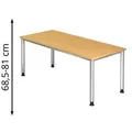 Produktbild: Hammerbacher Schreibtisch H-Serie, buche / silber, höhenverstellbar, 180 x 68,5-81 x 80cm