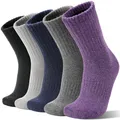 Produktbild: Sandsuced Damen Thermosocken Wollsocken Merino Warme Dicke Wolle Geschenke Socken Wandersocken Wintersocken Thermo für Damen 5 Paar (Einfarbig B.)