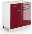 Produktbild: Vicco Küchenunterschrank Fame-Line, 80 cm ohne Arbeitsplatte, Bordeaux Hochglanz/Weiß