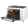 Produktbild: ECG ETH 3502W | Mini-Backofen | 35 Litern | 2 elektrische Kochplatten | Sicherheitstür mit Doppelglas | Einstellbare Ofentemperatur |