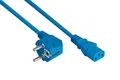 Produktbild: kabelmeister Netzkabel Schutzkontakt-Stecker Typ E+F (90° gewinkelt) an Kaltgeräte-Buchse C13- blau - 1,00mm² - 3m