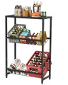 Produktbild: Rainsworth Getränkekistenregal mit Ablage, mit Gitterhalterung aus Metall, 33T x 75B x 113H cm Regale für Getränkekisten für 4 Kisten, Getränkeregal mit Verstellbaren Füßen, Schwarz