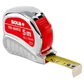 Produktbild: SOLA TRI-MATIC - Bandmaß 5m / 19mm - Profi-Taschenbandmaß mit Gürtelclip - Stahlband, gelb lackiert mit mm Skala - Genauigkeitsklasse I - Rollmeter mit beweglichem Endhaken - Länge 5m/19mm