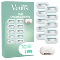 Produktbild: Gillette Venus Pro Smooth Sensitive Rasierklingen Damen, 10 ORIGINAL Ersatzklingen für Damenrasierer, Nassrasierer Damen für empfindliche Haut — Inkl. Reiseschutzkappe