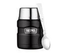 Produktbild: Thermos Stainless King Thermobehälter für Essen schwarz matt 0,47l - Edelstahl, absolut dicht, hält Speisen 9h heiß & 14h kalt, mit klappbarem Löffel, BPA-frei