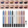 Produktbild: Pakivs 12 Teiliges Lidschattenstift Set, Langanhaltender Glitzer Mehrzweck Eyeliner Stift und Lidschatten Make up Stift mit Anspitzer