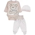 Produktbild: TupTam Langarmbody Baby Mädchen Jungen Bekleidungsset Langarmbody Hose Mütze mit Spruch beige|braun 50