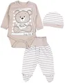 Produktbild: TupTam Baby Mädchen Jungen Bekleidungsset Langarmbody Hose Mütze mit Aufdruck Spruch 3 teilig, Farbe: Teddybär Beige, Größe: 50