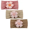 Produktbild: 3 Stück Baby-Blumen-Stirnband, Nylon-Baby-Stirnbänder, weiche Haarbänder, Zubehör für Neugeborene, Kleinkinder (Khaki Brown Pink)