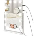 Produktbild: Homcom Hollywood Spiegel Mit Beleuchtung 30 X 40 Cm 360°drehbarer Kosmetikspiegel Mit 12 Led Licht, 3 Lichtmodi, Handyhalterung, Usb-ladeanschluss, Touchschalter, Schminkspiegel 10x Vergrößerung