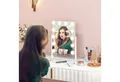 Produktbild: HOMCOM Kosmetikspiegel mit 3 Farben, 12 LED-Lampen und Telefonhalterung, 360° drehbar (Spiegel, 1-St., LED-Schminkspiegel), Metall, Weiß