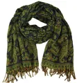 Produktbild: GURU SHOP Weicher Pashmina Schal/Stola mit Paisley Muster - Grün, Herren/Damen, Synthetisch