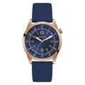 Produktbild: GUESS Herren-Armbanduhr, 42 mm, blaues Armband, blaues Zifferblatt, rotgoldenes Gehäuse, Blau