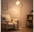 Produktbild: GLOBO LIGHTING Stehlampe, Leuchtmittel nicht inklusive, Stehlampe Stehleuchte Holzlampe Textil weiß Gelenke beweglich H 172 cm