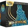 Produktbild: Pokémon-Sammelkartenspiel: Top-Trainer-Box Mega-Entwicklung: Lucario (1 Vollbild-Promokarte, 9 Boosterpacks & Zubehör)