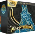 Produktbild: Pokémon-Sammelkartenspiel: Top-Trainer-Box Mega-Entwicklung: Lucario (1 Vollbild-Promokarte, 9 Boosterpacks & Zubehör)