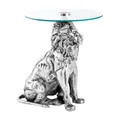 Produktbild: Riess Ambiente Runder Beistelltisch Wildlife Lion - 60cm - Silber antik - Metall Glas - Löwen Skulptur