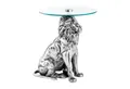 Produktbild: riess-ambiente Beistelltisch WILDLIFE LION 60cm silber antik / transparent · Couchtisch aus Metall (Einzelartikel, 1-St), Wohnzimmertisch mit Glas-Tischplatte · rund · handmade · Löwen-Statue
